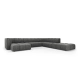Moritz 7-Sitzer Panorama Ecksofa, Rechte Seite, aus Chenille in Dunkelgrau (Rebel 3), Beine aus Schwarzes Plastik, 329x276x70 cm von Cosmopolitan Design – Bild 2