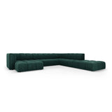 Moritz 7-Sitzer Panorama Ecksofa, Rechte Seite, aus Chenille in Flaschengrün (Rebel 16), Beine aus Schwarzes Plastik, 329x276x70 cm von Cosmopolitan Design – Bild 2
