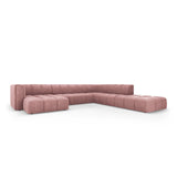 Moritz 7-Sitzer Panorama Ecksofa, Rechte Seite, aus Chenille in Rosa (Rebel 7), Beine aus Schwarzes Plastik, 329x276x70 cm von Cosmopolitan Design – Bild 2