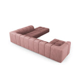 Moritz 7-Sitzer Panorama Ecksofa, Rechte Seite, aus Chenille in Rosa (Rebel 7), Beine aus Schwarzes Plastik, 329x276x70 cm von Cosmopolitan Design – Bild 3