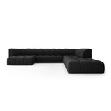 Moritz 7-Sitzer Panorama Ecksofa, Rechte Seite, aus Chenille in Schwarz (Rebel 1), Beine aus Schwarzes Plastik, 329x276x70 cm von Cosmopolitan Design – Bild 1