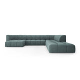 Moritz 7-Sitzer Panorama Ecksofa, Rechte Seite, aus Chenille in Seegrün (Rebel 13), Beine aus Schwarzes Plastik, 329x276x70 cm von Cosmopolitan Design – Bild 1