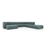 Moritz 7-Sitzer Panorama Ecksofa, Rechte Seite, aus Chenille in Seegrün (Rebel 13), Beine aus Schwarzes Plastik, 329x276x70 cm von Cosmopolitan Design – Bild 2
