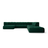 Moritz 7-Sitzer Panorama Ecksofa, Rechte Seite, aus Samt in Flaschengrün (Bluvel 78), Beine aus Schwarzes Plastik, 329x276x70 cm von Cosmopolitan Design – Bild 1
