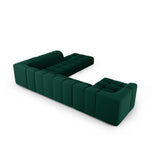 Moritz 7-Sitzer Panorama Ecksofa, Rechte Seite, aus Samt in Flaschengrün (Bluvel 78), Beine aus Schwarzes Plastik, 329x276x70 cm von Cosmopolitan Design – Bild 3