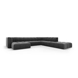 Moritz 7-Sitzer Panorama Ecksofa, Rechte Seite, aus Samt in Grau (Bluvel 14), Beine aus Schwarzes Plastik, 329x276x70 cm von Cosmopolitan Design – Bild 2