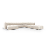 Moritz 7-Sitzer Panorama Ecksofa, Rechte Seite, aus Samt in Hellbeige (Bluvel 22), Beine aus Schwarzes Plastik, 329x276x70 cm von Cosmopolitan Design – Bild 2