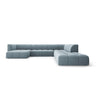 Moritz 7-Sitzer Panorama Ecksofa, Rechte Seite, aus Samt in Hellblau (Bluvel 06), Beine aus Schwarzes Plastik, 329x276x70 cm von Cosmopolitan Design – Bild 1