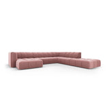 Moritz 7-Sitzer Panorama Ecksofa, Rechte Seite, aus Samt in Rosa (Bluvel 52), Beine aus Schwarzes Plastik, 329x276x70 cm von Cosmopolitan Design – Bild 2