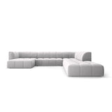 Moritz 7-Sitzer Panorama Ecksofa, Rechte Seite, aus Samt in Silber (Bluvel 03), Beine aus Schwarzes Plastik, 329x276x70 cm von Cosmopolitan Design – Bild 1