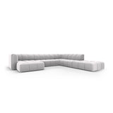 Moritz 7-Sitzer Panorama Ecksofa, Rechte Seite, aus Samt in Silber (Bluvel 03), Beine aus Schwarzes Plastik, 329x276x70 cm von Cosmopolitan Design – Bild 2