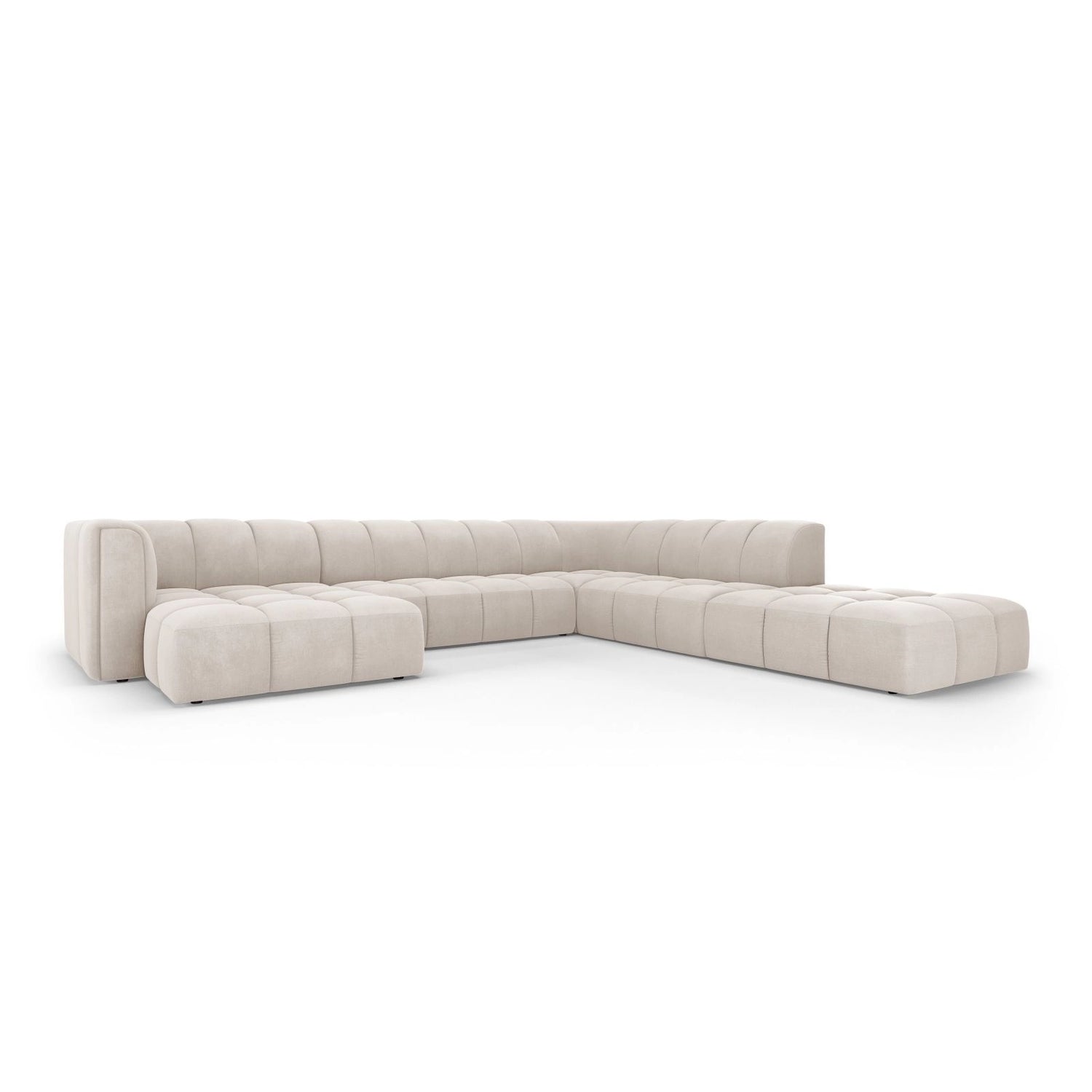 Moritz 7-Sitzer Panorama Ecksofa, Rechte Seite, aus Samt oder Chenille, 329x276x70 cm von Cosmopolitan Design – Bild 2