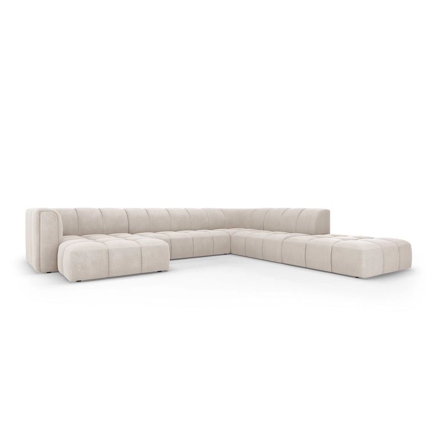 Moritz 7-Sitzer Panorama Ecksofa, Rechte Seite, aus Samt oder Chenille, 329x276x70 cm von Cosmopolitan Design – Bild 2