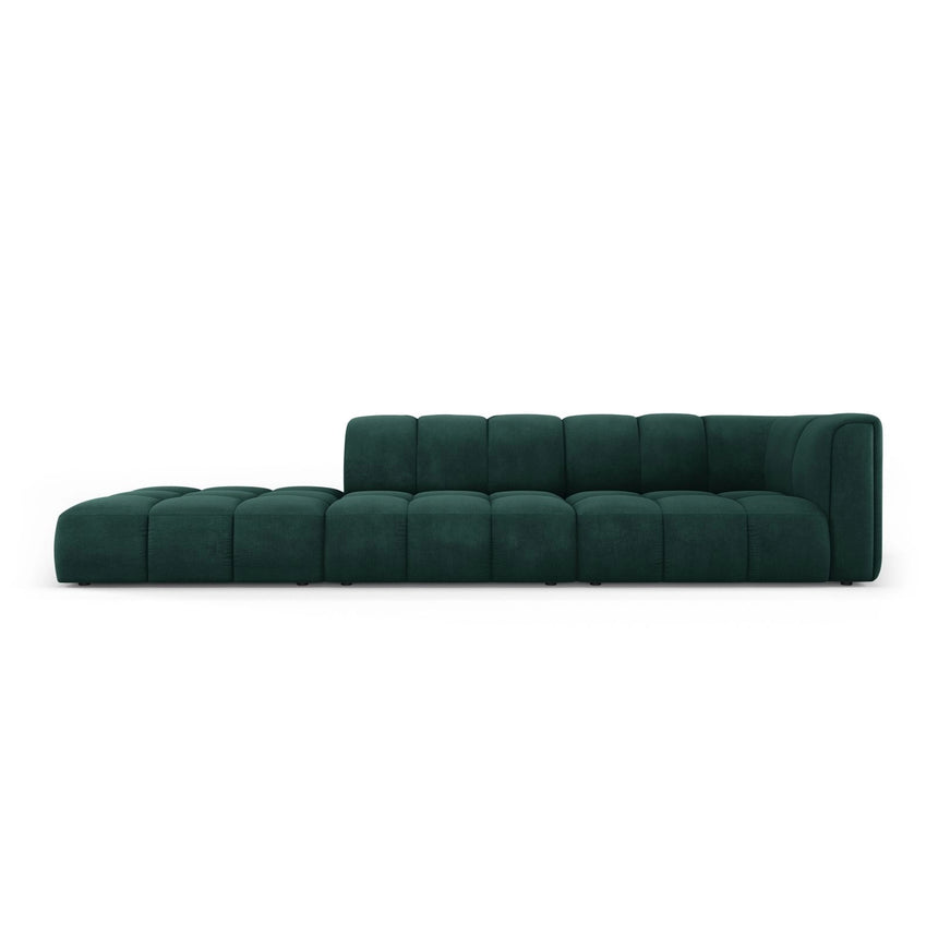 Moritz Modulares 4-Sitzer Sofa, Linke Seite, aus Chenille in Flaschengrün (Rebel 16), 293x96 cm von Cosmopolitan Design – Bild 1