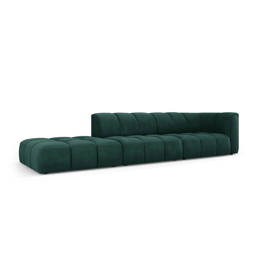 Moritz Modulares 4-Sitzer Sofa, Linke Seite, aus Chenille in Flaschengrün (Rebel 16), 293x96 cm von Cosmopolitan Design – Bild 2