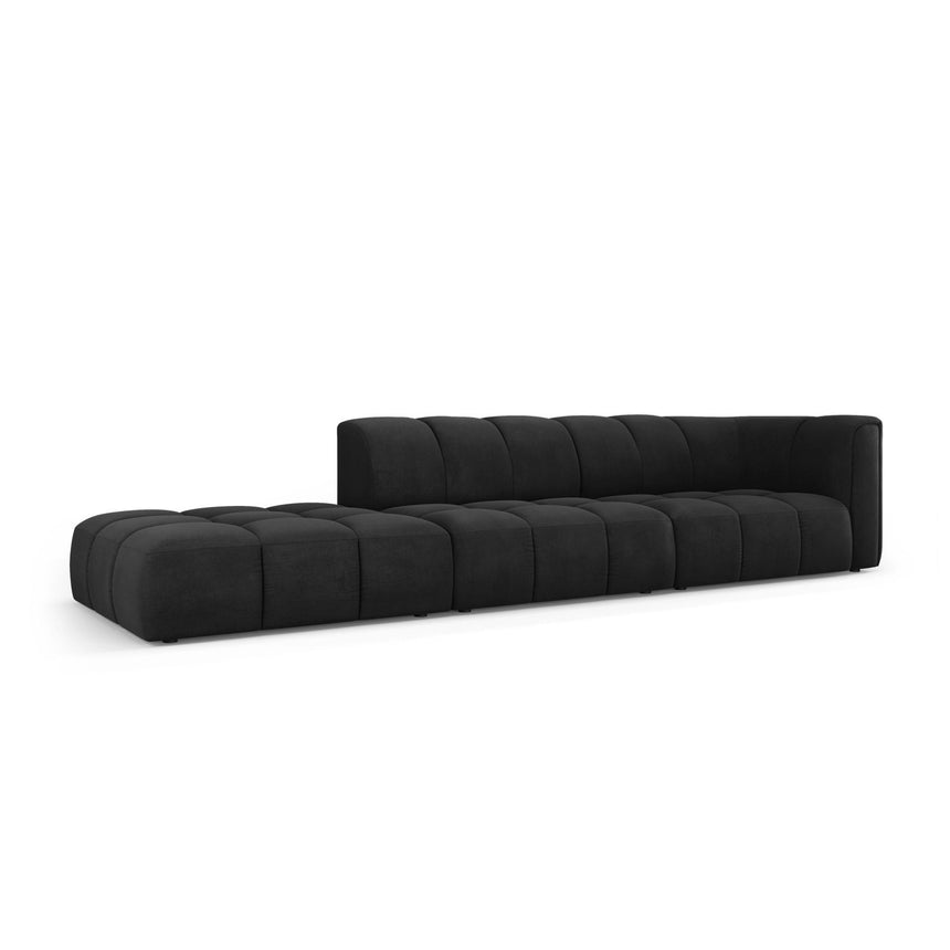 Moritz Modulares 4-Sitzer Sofa, Linke Seite, aus Chenille in Schwarz (Rebel 1), 293x96 cm von Cosmopolitan Design – Bild 2