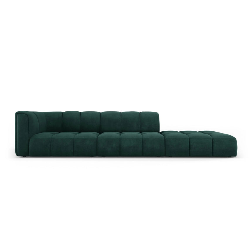 Moritz Modulares 4-Sitzer Sofa, Rechte Seite, aus Chenille in Flaschengrün (Rebel 16), 293x96 cm von Cosmopolitan Design – Bild 1