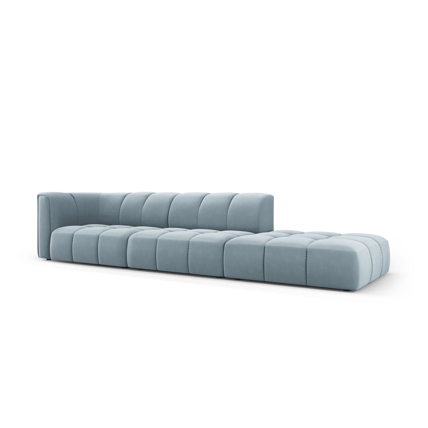 Moritz Modulares 4-Sitzer Sofa, Rechte Seite, aus Samt in Hellblau (Bluvel 06), 293x96 cm von Cosmopolitan Design – Bild 2