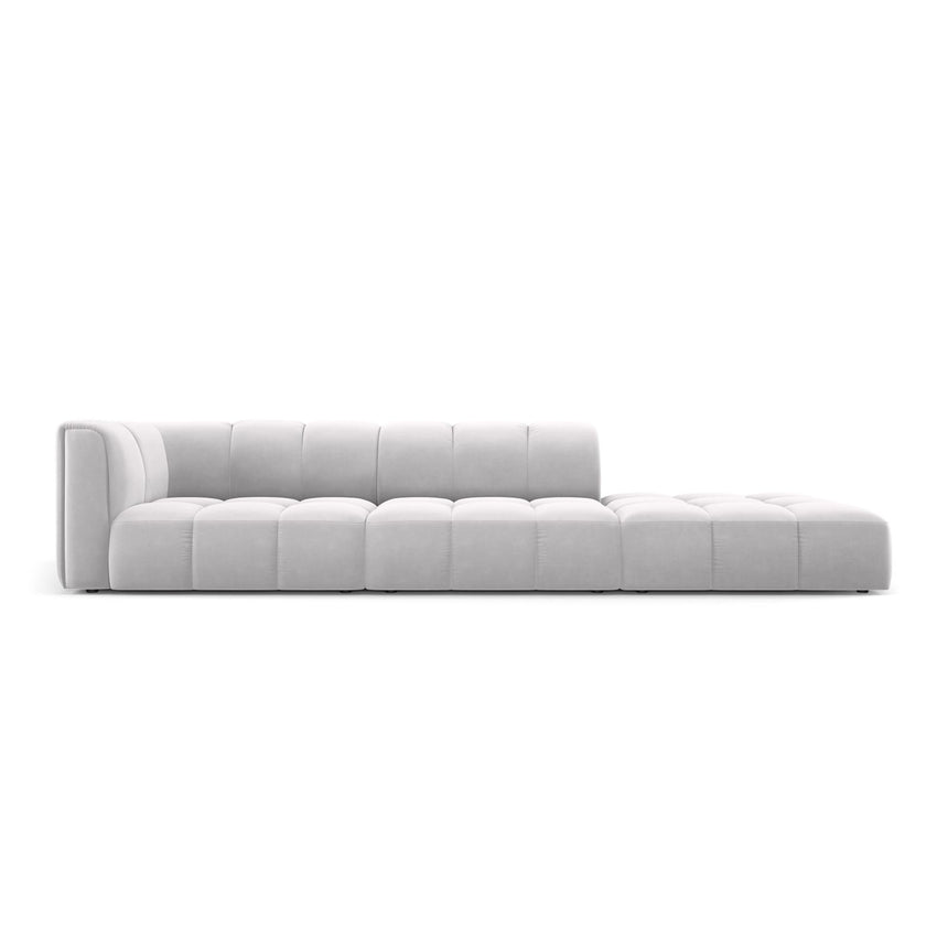 Moritz Modulares 4-Sitzer Sofa, Rechte Seite, aus Samt in Silber (Bluvel 03), 293x96 cm von Cosmopolitan Design – Bild 1