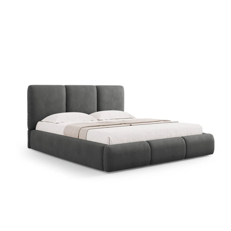 Nicolas Bett mit Kopfteil und Stauraum aus Chenille in Dunkelgrau (Rebel 3), 180x200 cm von Cosmopolitan Design – Bild 1