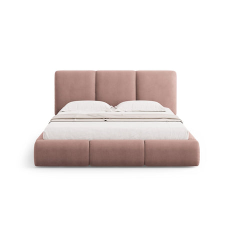 Nicolas Bett mit Kopfteil und Stauraum aus Chenille in Rosa (Rebel 7), 180x200 cm von Cosmopolitan Design – Bild 3
