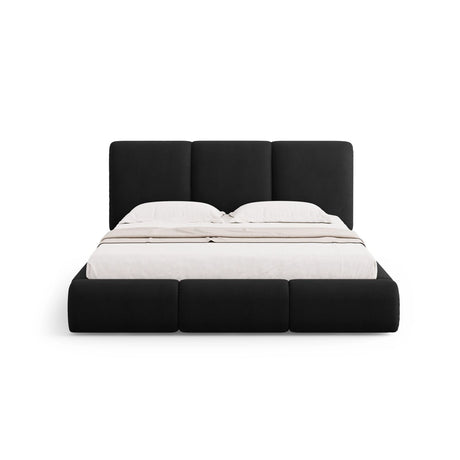 Nicolas Bett mit Kopfteil und Stauraum aus Chenille in Schwarz (Rebel 1), 160x200 cm von Cosmopolitan Design – Bild 3