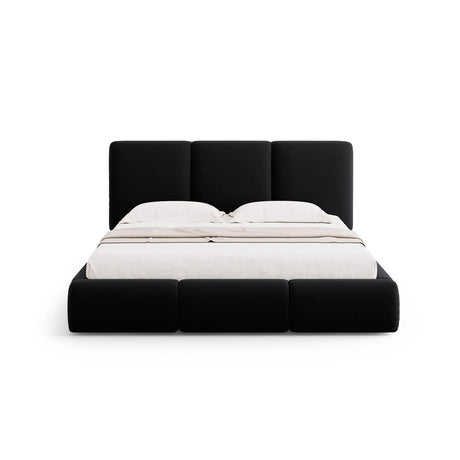Nicolas Bett mit Kopfteil und Stauraum aus Samt in Schwarz (Riviera 100), 160x200 cm von Cosmopolitan Design – Bild 3