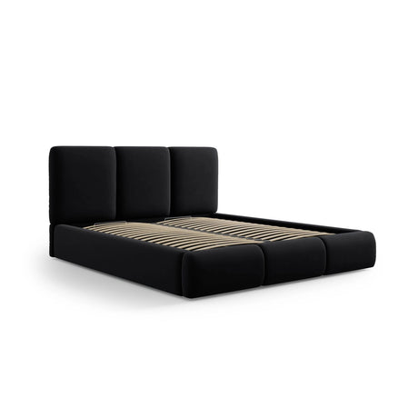 Nicolas Bett mit Kopfteil und Stauraum aus Samt in Schwarz (Riviera 100), 180x200 cm von Cosmopolitan Design – Bild 4