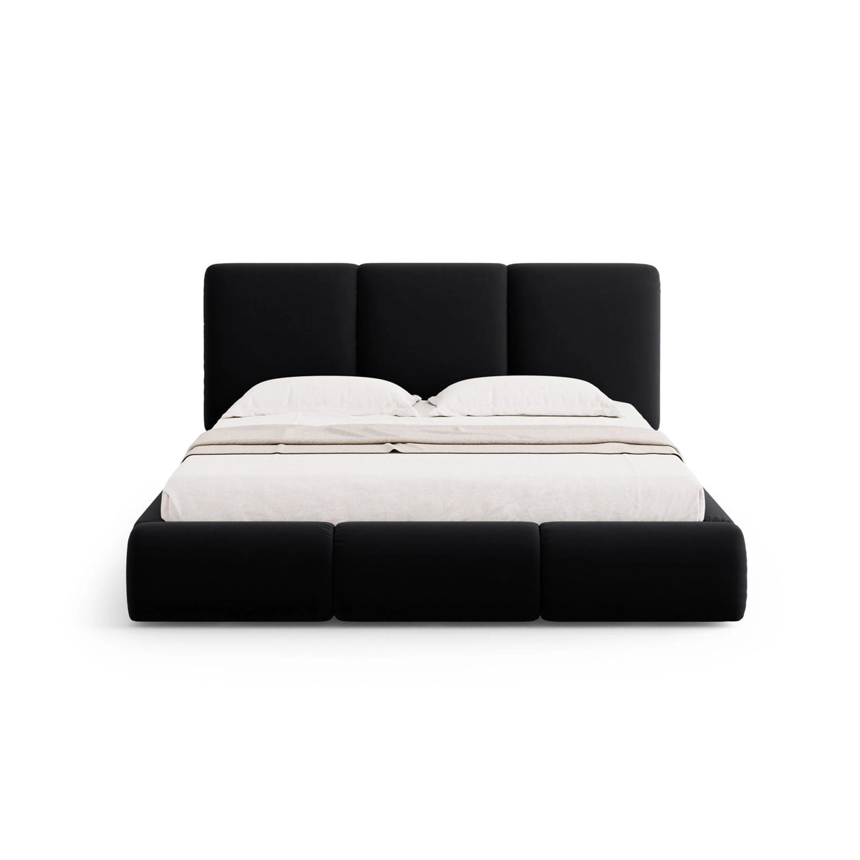 Nicolas Bett mit Kopfteil und Stauraum aus Samt in Schwarz (Riviera 100), 200x200 cm von Cosmopolitan Design – Bild 3
