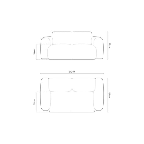 Nolio 2-Sitzer Sofa aus Chenille in Petrol (Haga 78), 170x95 cm von Cosmopolitan Design – Bild 3