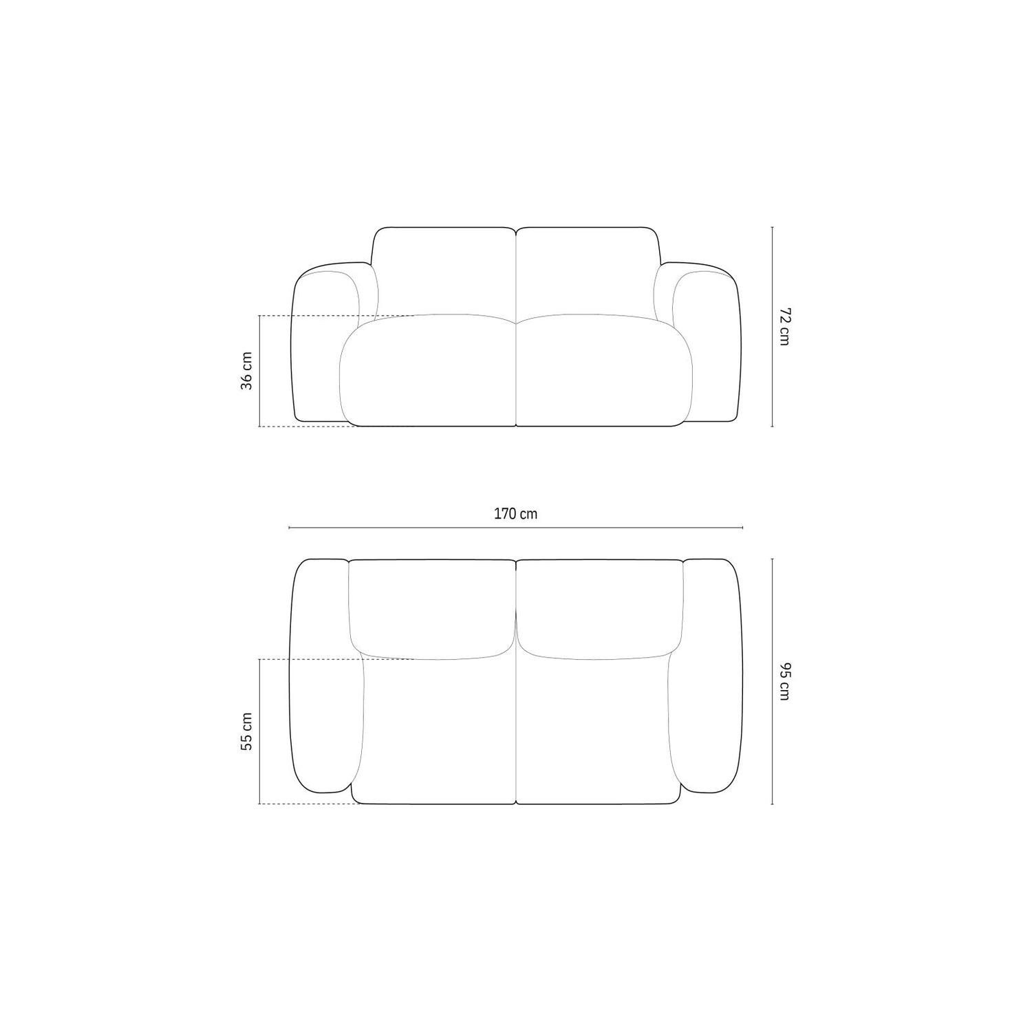 Nolio 2-Sitzer Sofa aus Chenille in Rosa (Haga 52), 170x95 cm von Cosmopolitan Design – Bild 3