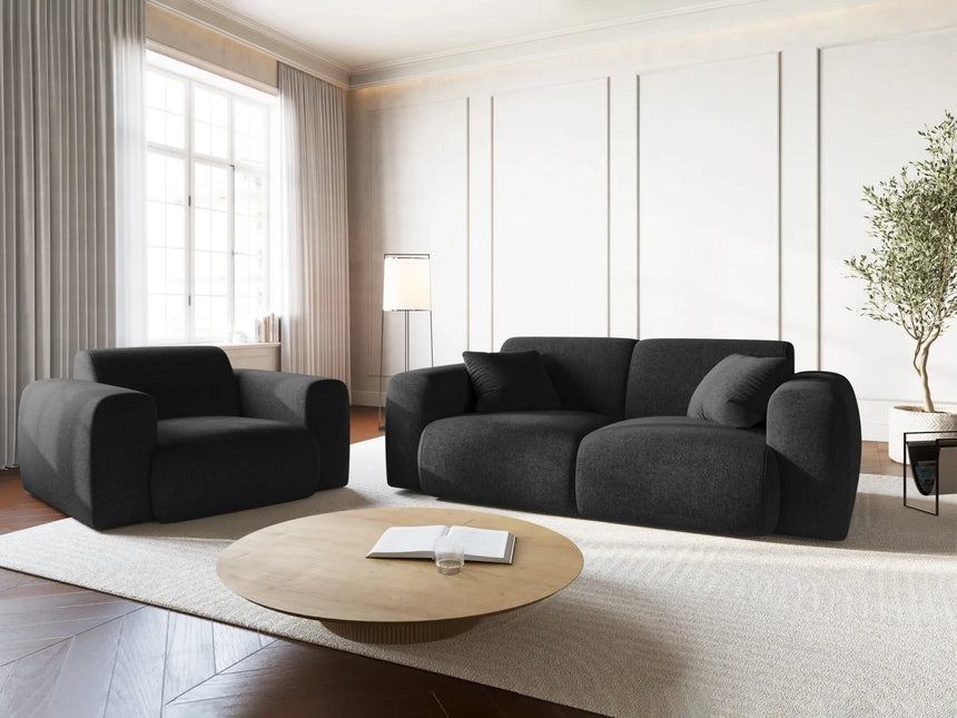 Nolio 2-Sitzer Sofa aus Chenille in Schwarz (Haga 19), 170x95 cm von Cosmopolitan Design – Bild 2