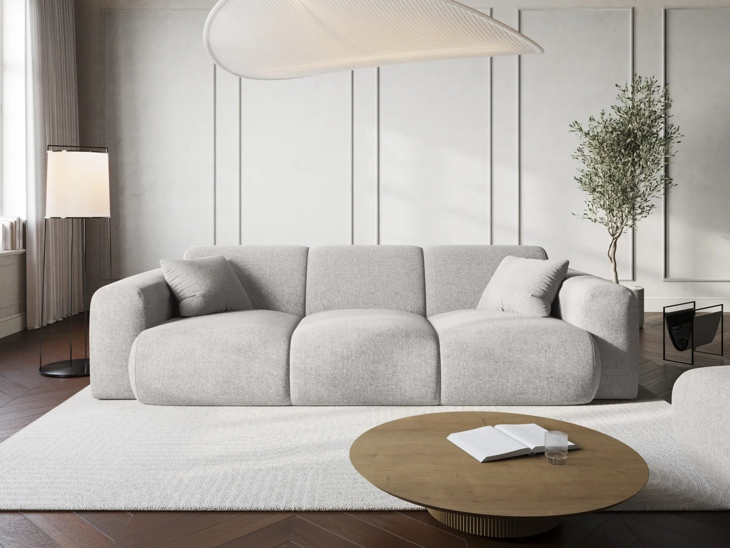 Nolio 3-Sitzer Sofa aus Chenille in Hellgrau (Haga 06), 235x95x72 cm von Cosmopolitan Design – Bild 2