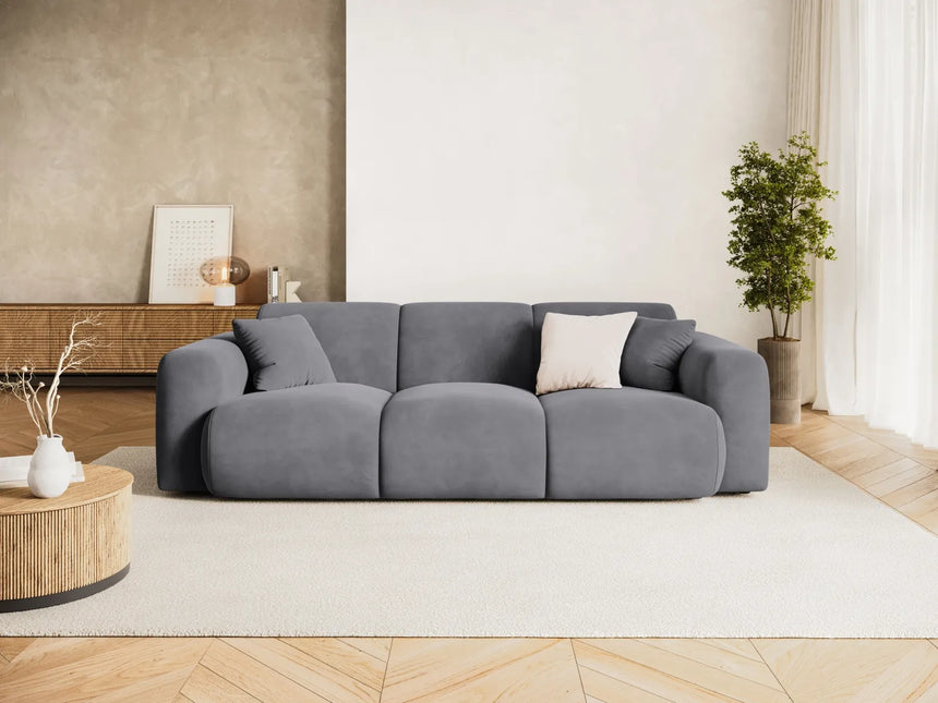 Nolio 3-Sitzer Sofa aus Samt in Dunkelgrau (Casino Graphite), 235x95x72 cm von Cosmopolitan Design – Bild 2