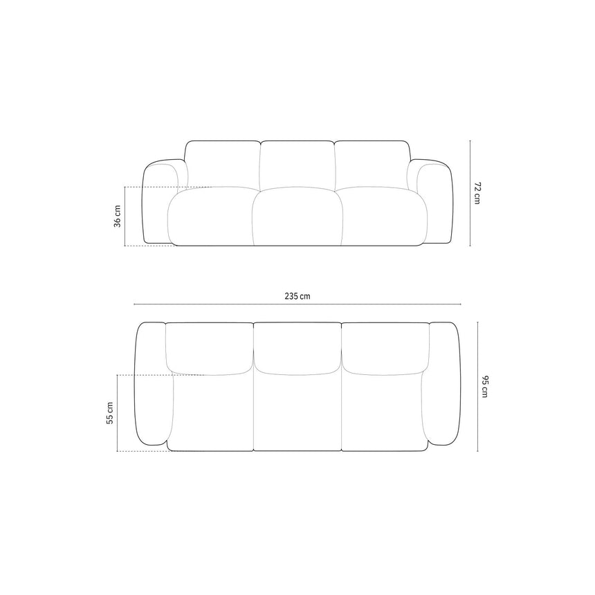 Nolio 3-Sitzer Sofa aus Samt oder Chenille, 235x95x72 cm von Cosmopolitan Design – Bild 3