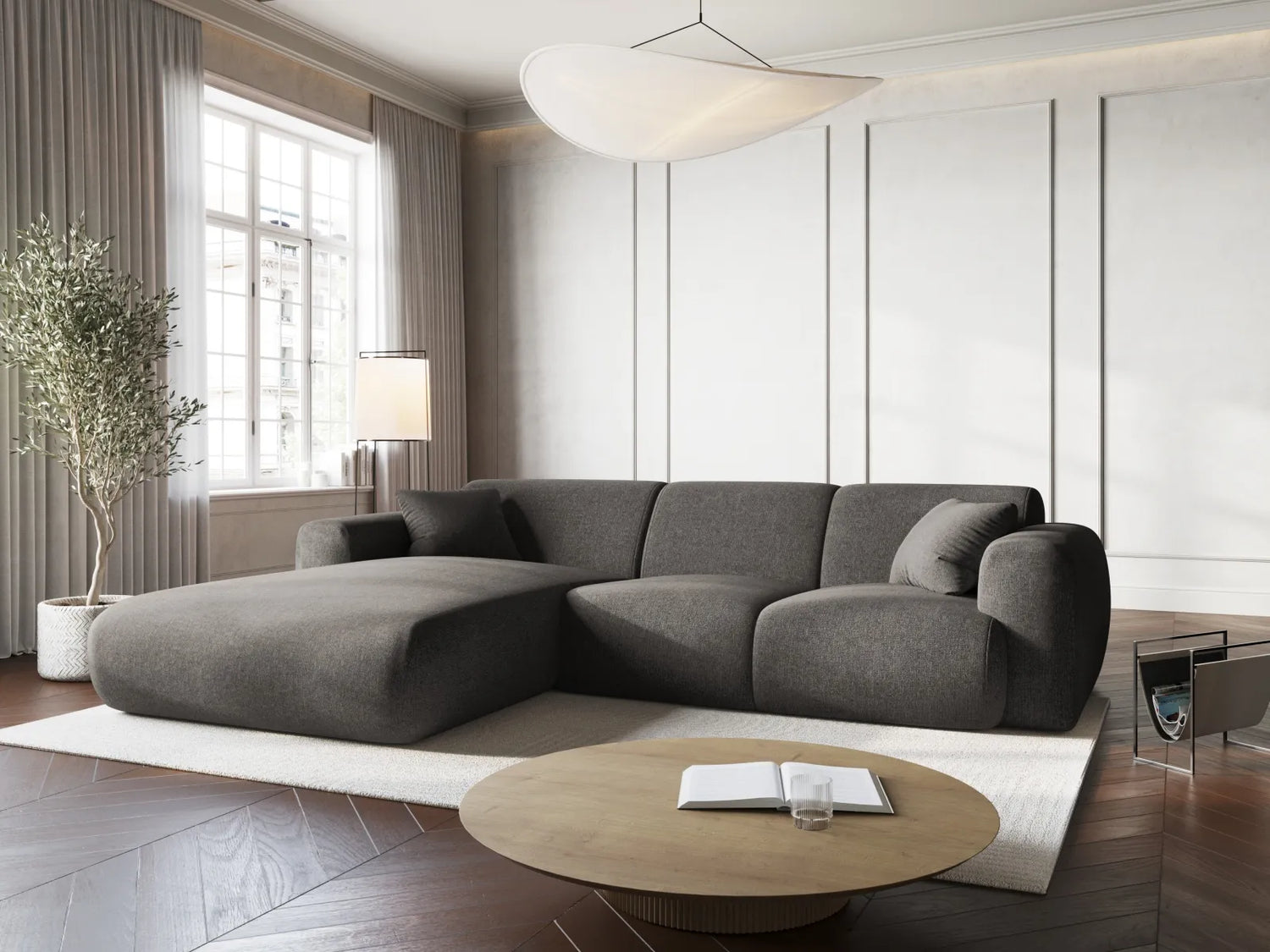 Nolio 4-Sitzer Ecksofa, Linke Seite, aus Chenille in Grau (Haga 16), 260x170x72 cm von Cosmopolitan Design – Bild 2