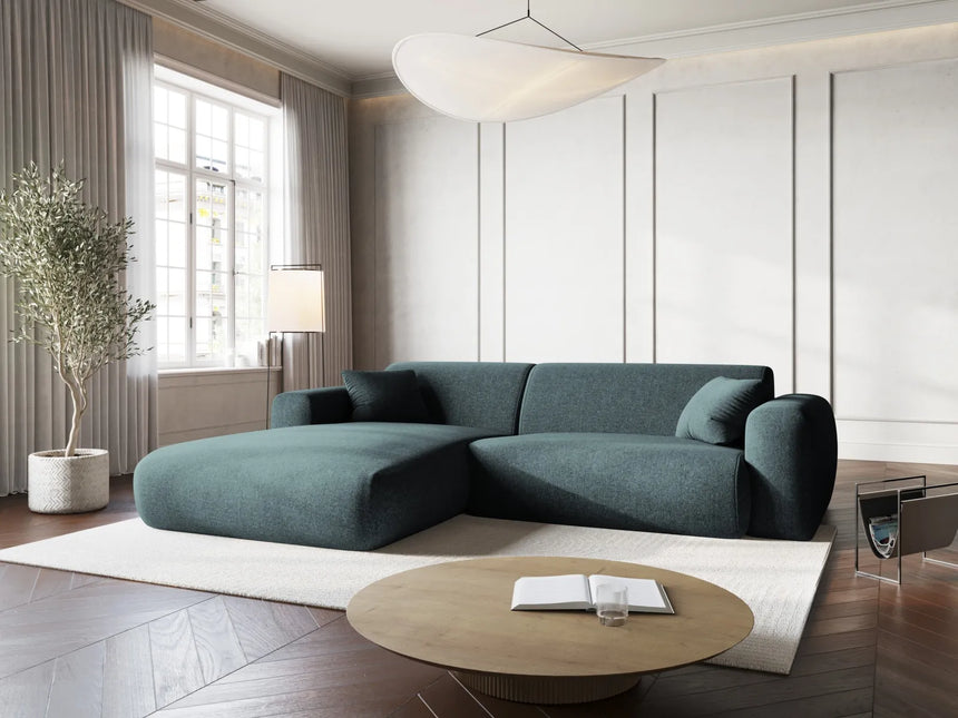 Nolio 4-Sitzer Ecksofa, Linke Seite, aus Chenille in Petrol (Haga 78), 235x170x72 cm von Cosmopolitan Design – Bild 2