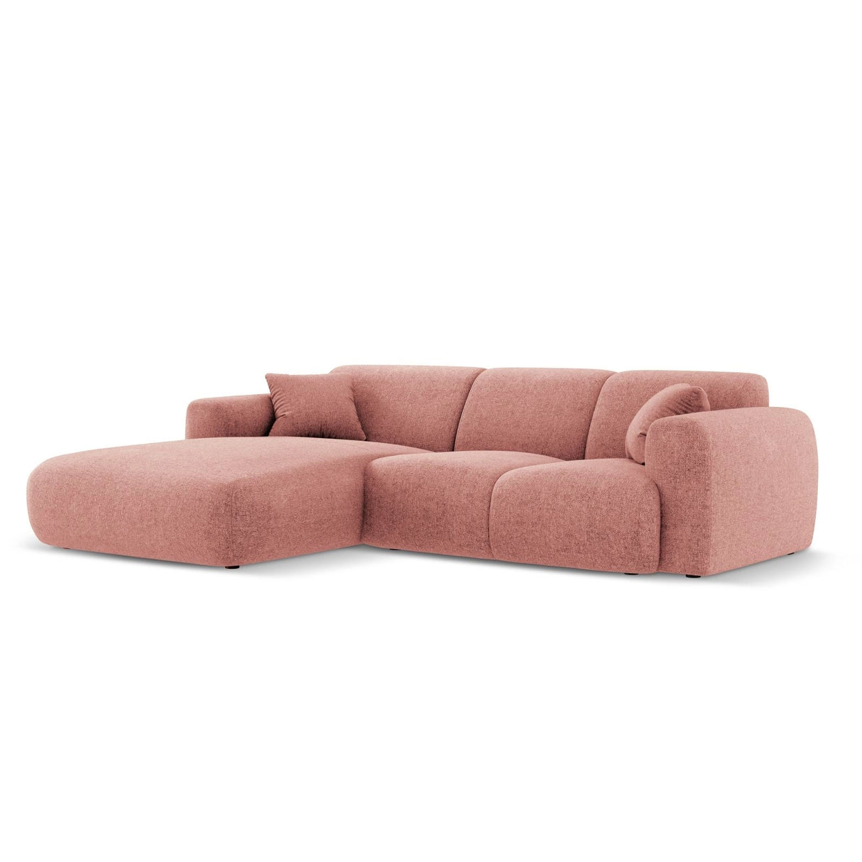 Nolio 4-Sitzer Ecksofa, Linke Seite, aus Chenille in Rosa (Haga 52), 260x170x72 cm von Cosmopolitan Design – Bild 4
