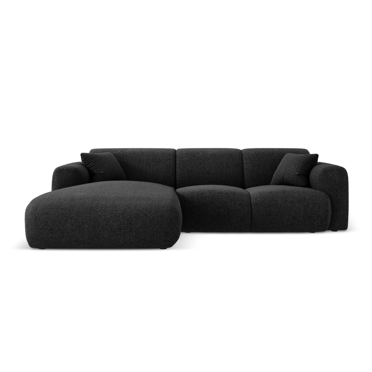 Nolio 4-Sitzer Ecksofa, Linke Seite, aus Chenille in Schwarz (Haga 19), 260x170x72 cm von Cosmopolitan Design – Bild 1