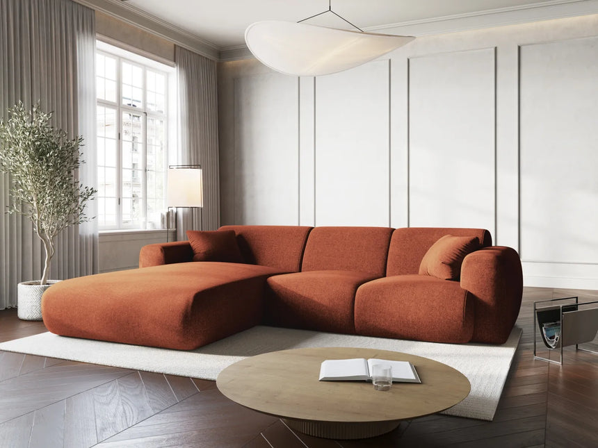Nolio 4-Sitzer Ecksofa, Linke Seite, aus Chenille in Terrakotta (Haga 44), 260x170x72 cm von Cosmopolitan Design – Bild 2