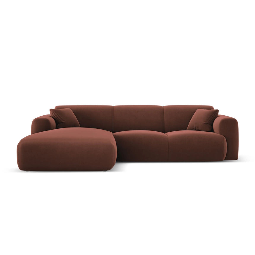 Nolio 4-Sitzer Ecksofa, Linke Seite, aus Samt in Cuoio (Casino Cuoio), 260x170x72 cm von Cosmopolitan Design – Bild 1