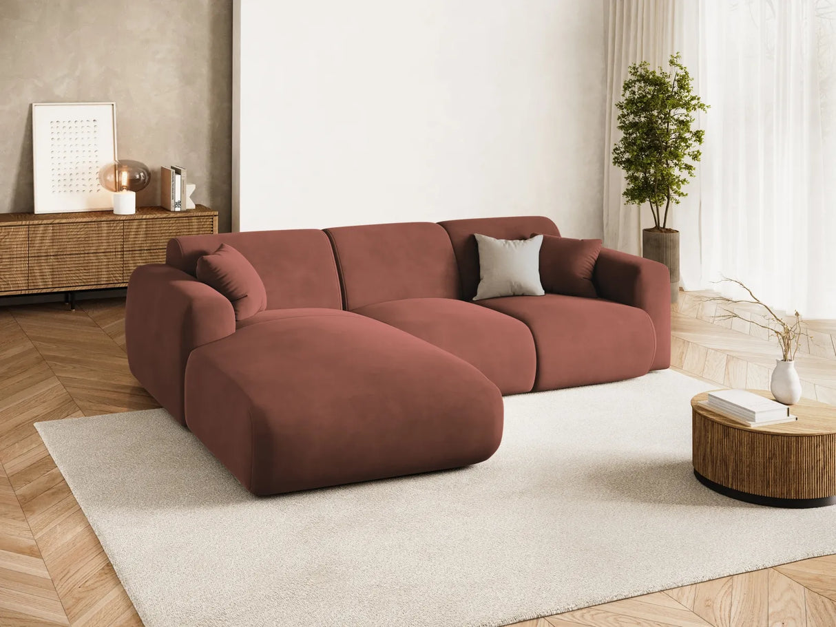 Nolio 4-Sitzer Ecksofa, Linke Seite, aus Samt in Cuoio (Casino Cuoio), 260x170x72 cm von Cosmopolitan Design – Bild 2