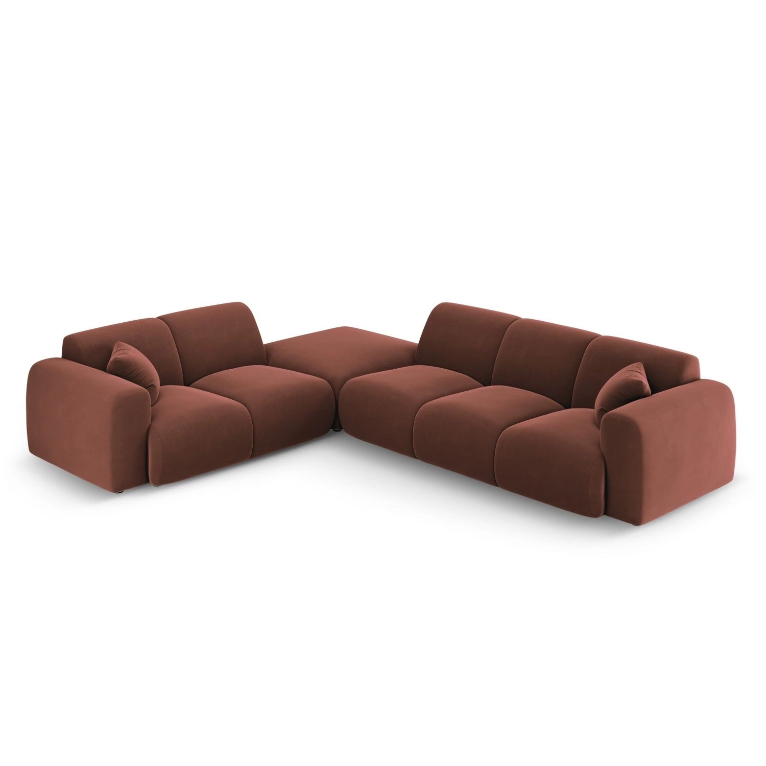 Nolio 4-Sitzer Ecksofa, Linke Seite, aus Samt in Cuoio (Casino Cuoio), 315x250x72 cm von Cosmopolitan Design – Bild 1