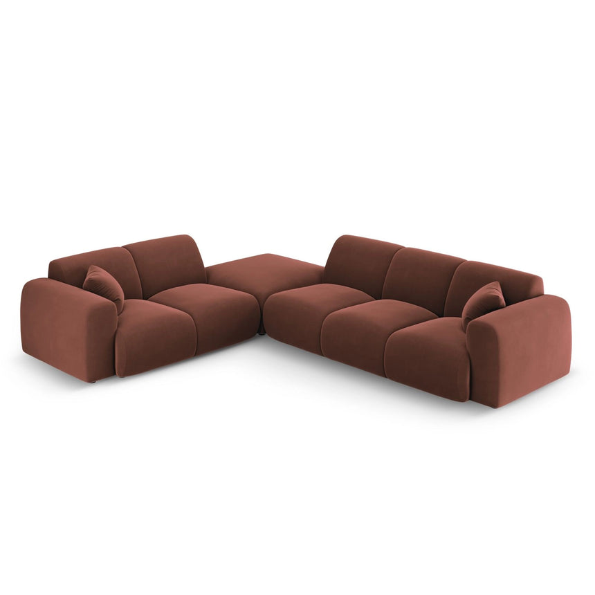 Nolio 4-Sitzer Ecksofa, Linke Seite, aus Samt in Cuoio (Casino Cuoio), 315x250x72 cm von Cosmopolitan Design – Bild 1