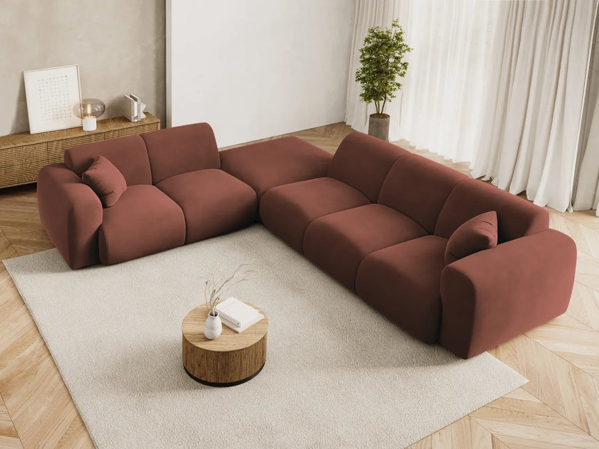 Nolio 4-Sitzer Ecksofa, Linke Seite, aus Samt in Cuoio (Casino Cuoio), 315x250x72 cm von Cosmopolitan Design – Bild 2