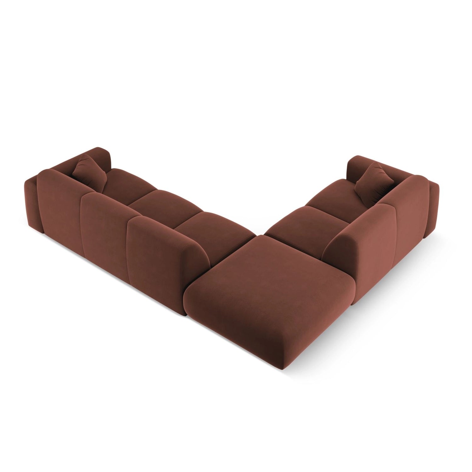 Nolio 4-Sitzer Ecksofa, Linke Seite, aus Samt in Cuoio (Casino Cuoio), 315x250x72 cm von Cosmopolitan Design – Bild 5