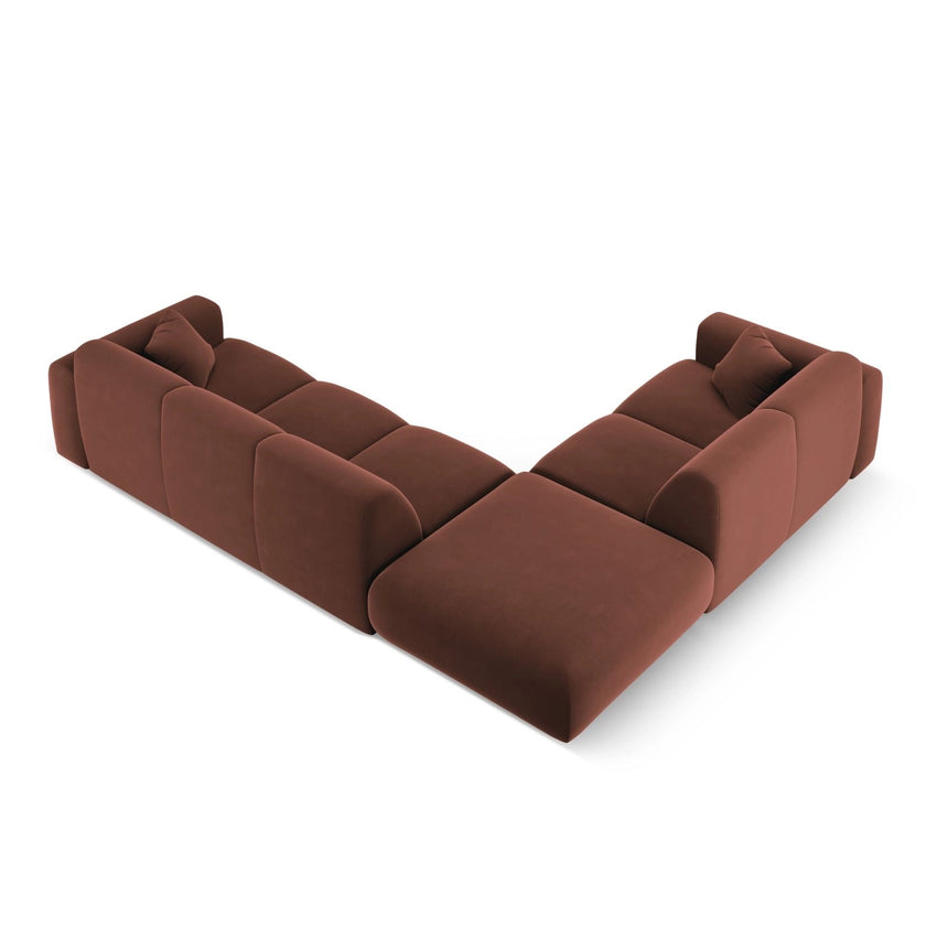 Nolio 4-Sitzer Ecksofa, Linke Seite, aus Samt in Cuoio (Casino Cuoio), 315x250x72 cm von Cosmopolitan Design – Bild 5