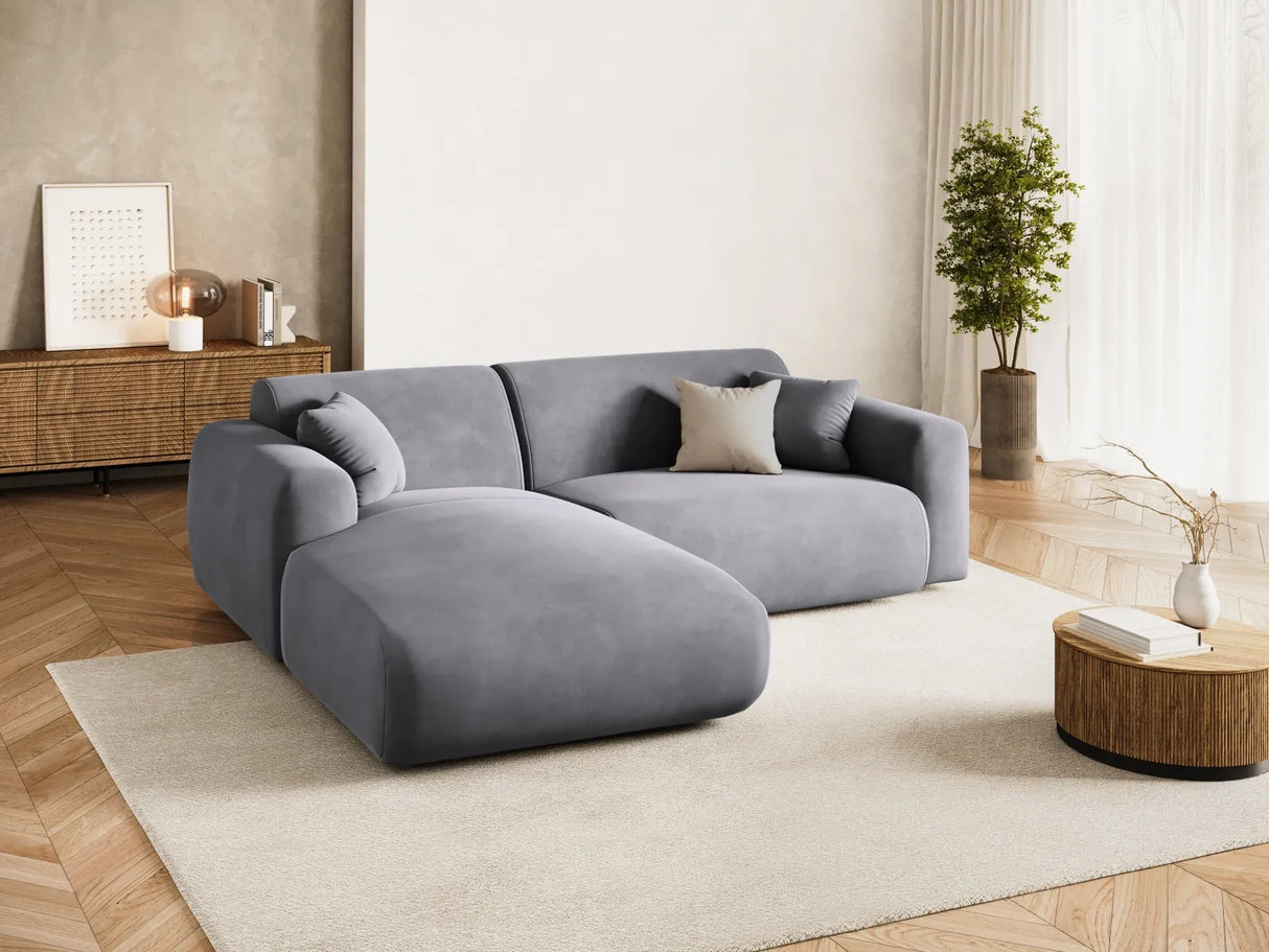 Nolio 4-Sitzer Ecksofa, Linke Seite, aus Samt in Dunkelgrau (Casino Graphite), 235x170x72 cm von Cosmopolitan Design – Bild 2