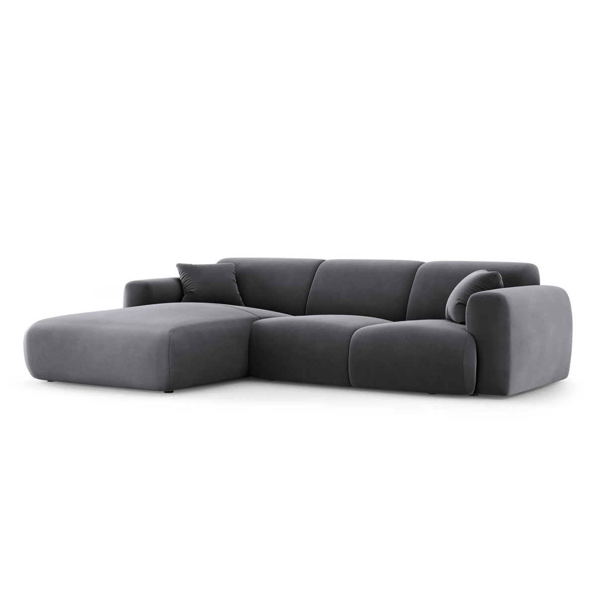 Nolio 4-Sitzer Ecksofa, Linke Seite, aus Samt in Dunkelgrau (Casino Graphite), 260x170x72 cm von Cosmopolitan Design – Bild 4