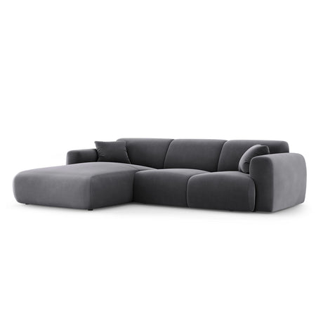 Nolio 4-Sitzer Ecksofa, Linke Seite, aus Samt in Dunkelgrau (Casino Graphite), 260x170x72 cm von Cosmopolitan Design – Bild 4